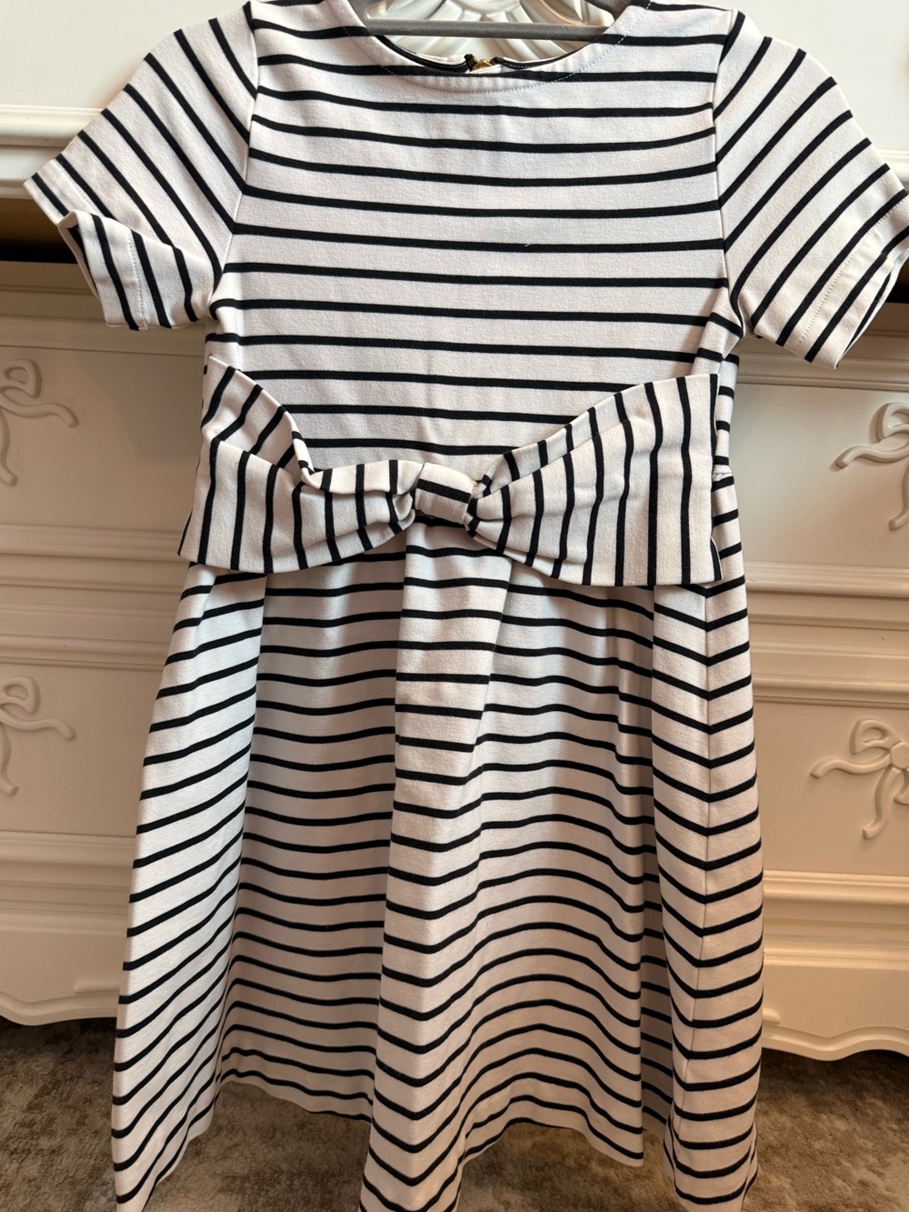 kate spade Black & White Striped Bow-Front Casual Dress